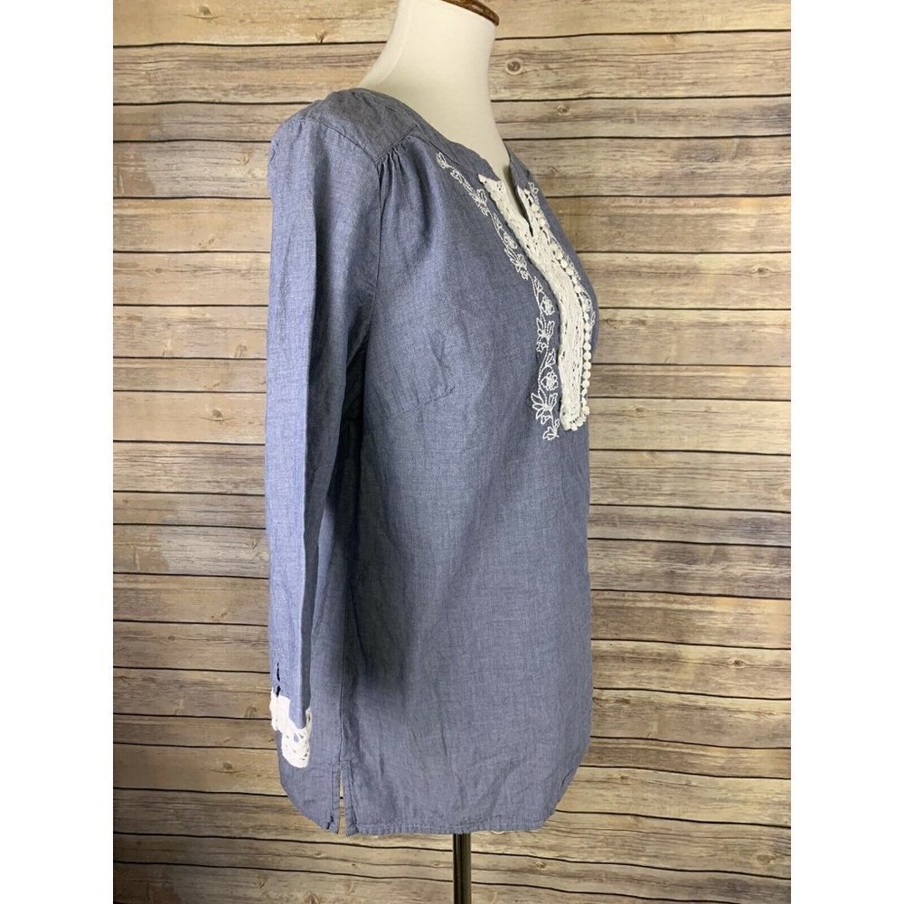 Croft Barrow Large Popover Blouse Lace Details - Picture 7 of 9